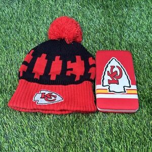 Kansas City Chiefs Beanie Hat & Hard Case Wallet Lot of 2 NWT NFL Licensed